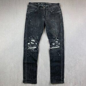 True Religion Westbrook Mens Jeans 28 Gray Distressed Rocco Relaxed Skinny 28x30